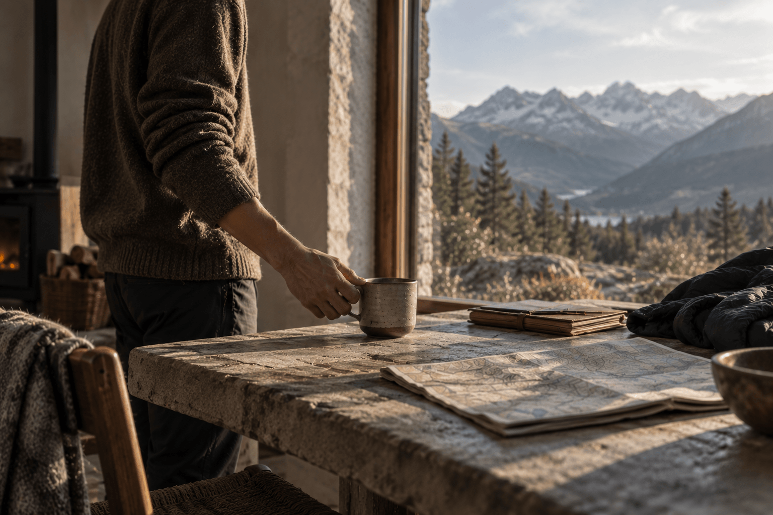 A quiet early-morning ritual beside a window