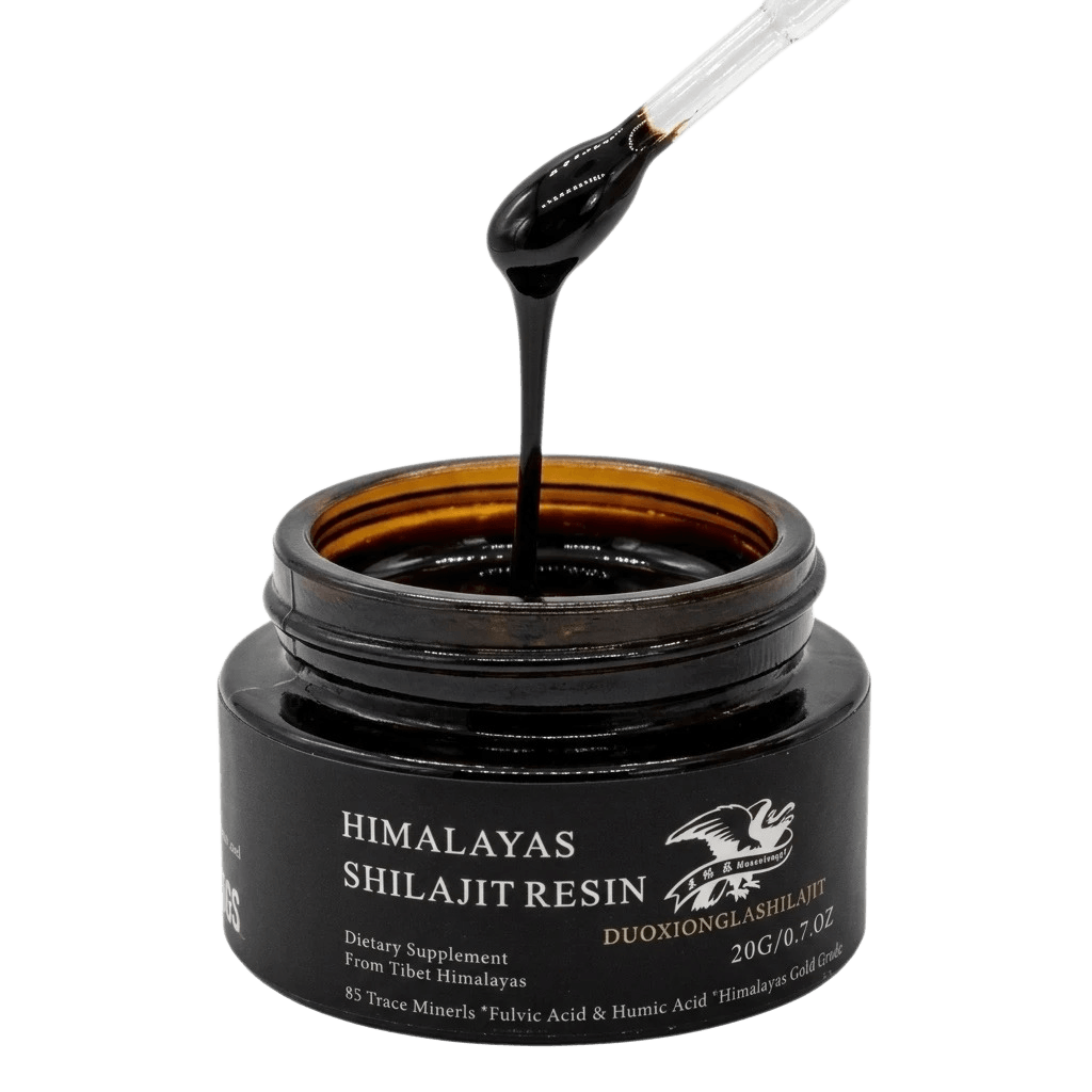 A small serving of Duoxiongla Shilajit resin being measured